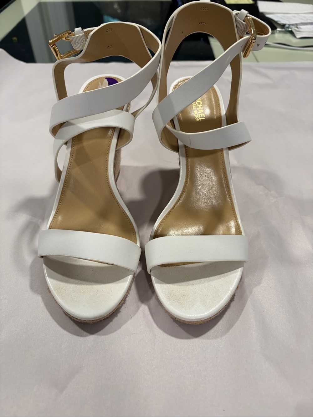 Michael Kors White Strappy Leather Heeled Sandals